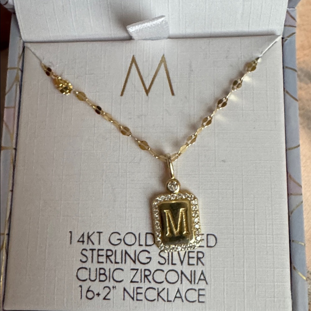 Gold-Plated Sterling Silver Necklace with Cubic Zirconia